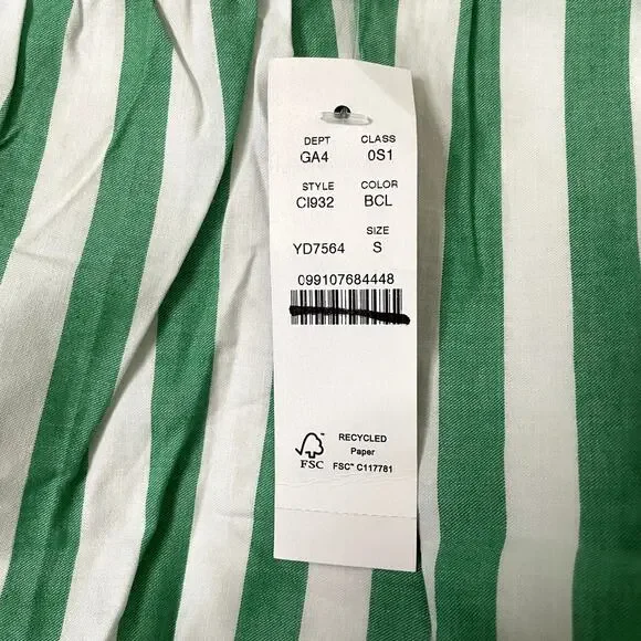 J.Crew Hyacinth Dress Striped Cotton Poplin Smocked Holiday CI932 Bright Clover - Picture 12 of 14